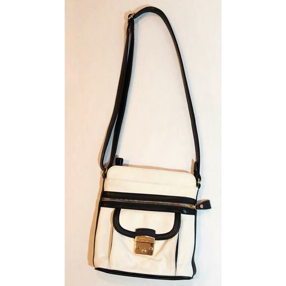 Emma Fox Crossbody Handbag/Purse -White/Black Leather - Picture 1 of 7